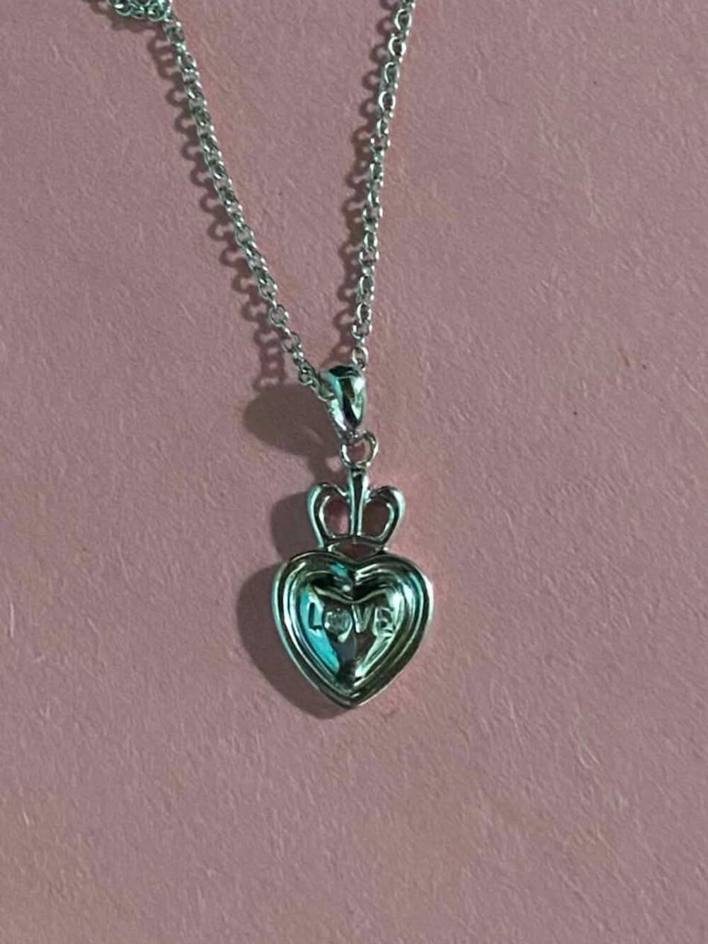 .925 Sterling Silver Heart Natural Diamond Love Dainty Pendant Chain